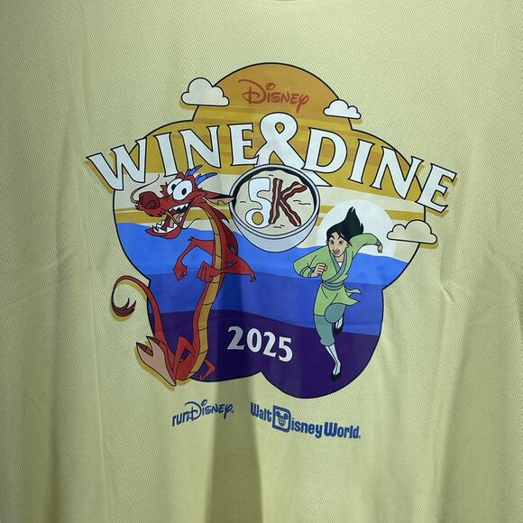 runDisney 2025 Wine & Dine 5K Mens Large Long Sleeve Shirt Brooks Mulan Yellow - Picture 12 of 14